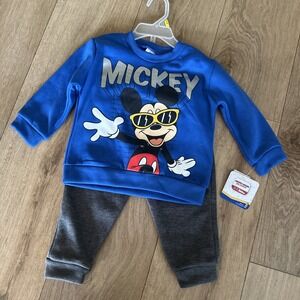 Mickey Mouse Fun House Infant Crew Neck & Jogger Set Blue‎ 18M NEW